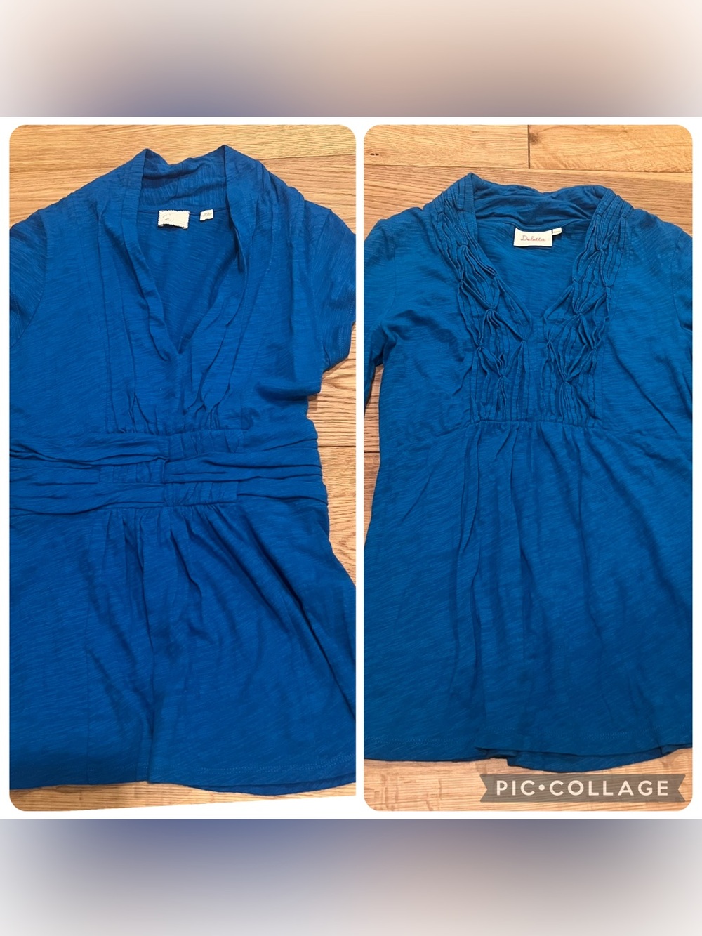 Anthropologie Bundle of Pleated and Gathered Tops in Royal Blue
